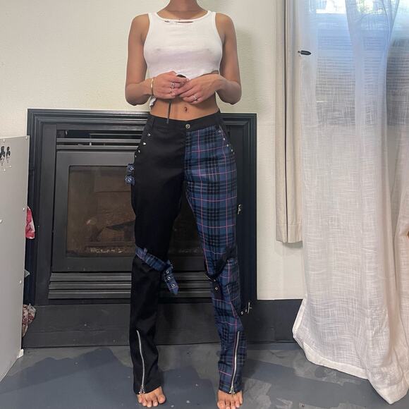 Vintage 00s goth Graphic cargo mid rise and straight fit (M) W31L32 punk - Picture 5 of 11